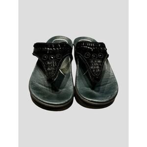 Abeo bio system mystic black beaded wedge platform flip flops women’s size 8